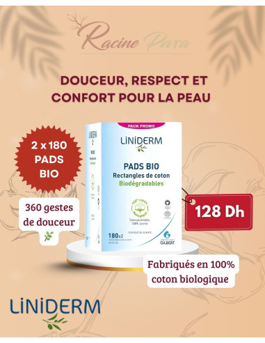 LINIDERM - PACK PADS BIO 100% COTON